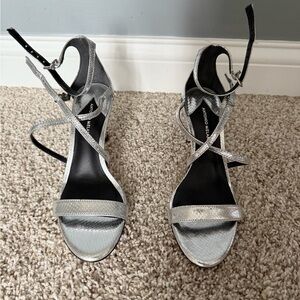 ANTONIO MELANI Metallic Silver Strappy Heels